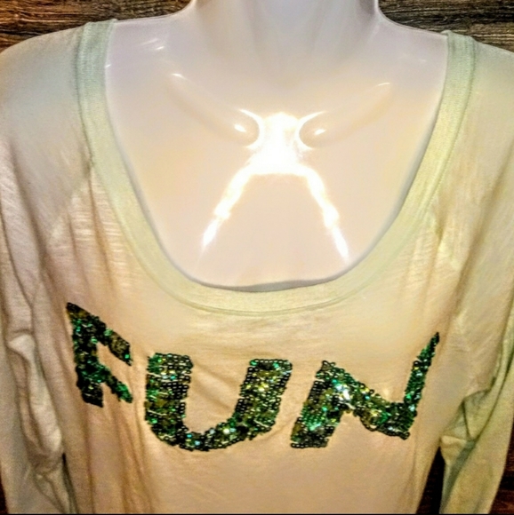 PINK by V.S. Top Size S Sequin Graphic Long Sleeve - Picture 9 of 12